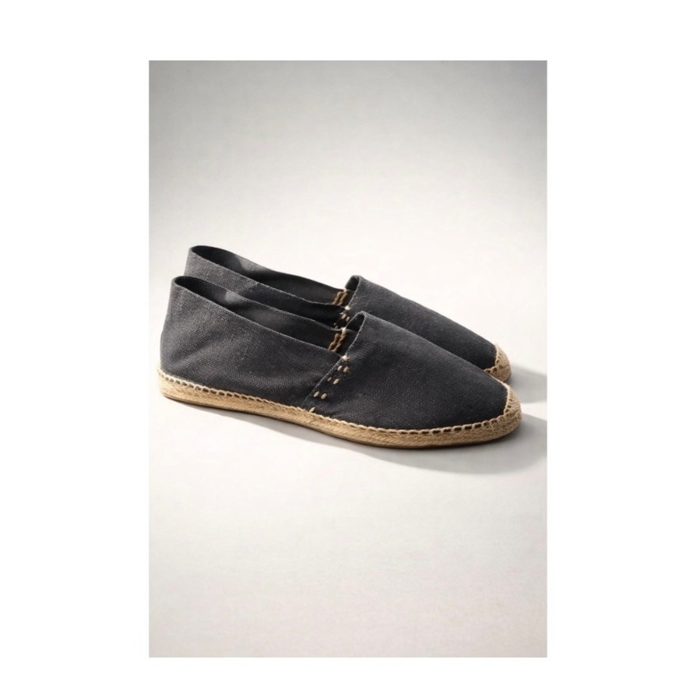 Diegos Black Canvas Espadrilles Flats 7.5/38 Minimalist Boho Classic Retro